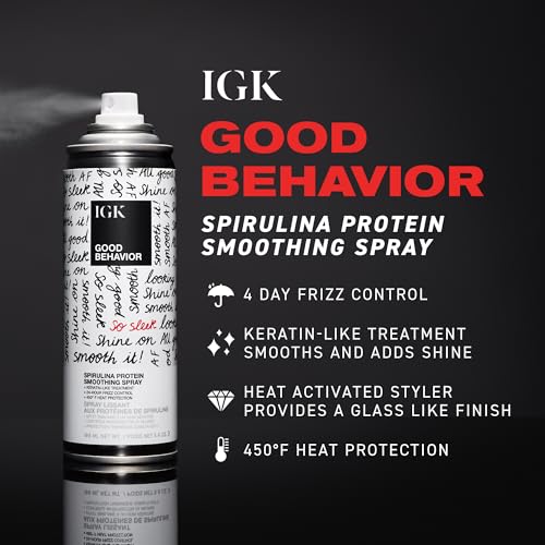 IGK Good Behavior Spirulina Protein Smoothing Spray 2 Pack - Frizz Control & Heat Protection
