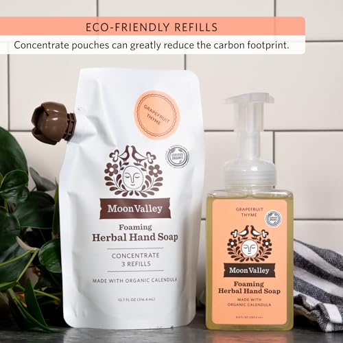 Moon Valley Foaming Hand Soap Refill Pack - Mint Lavender Lemon Rosemary Grapefruit Thyme - 3 x 10.7 Fl Oz