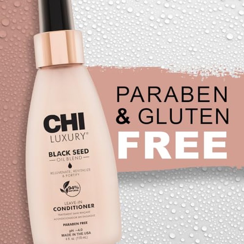 CHI Luxury Black Seed Oil Leave-In Conditioner, Moisturizing Treatment To Strengthen Hair, Thermal Protectant, Sulfate, Paraben & Gluten-Free, 4 Oz