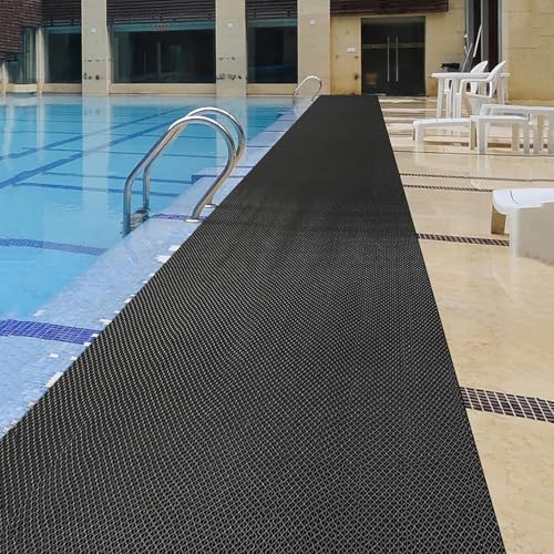 PVC Drainage Floor Mat Non-Slip Outdoor Indoor Wet Area Splash Mat 3FTx16.4FT - Black