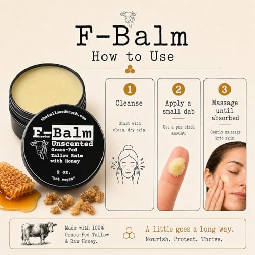 The Tallowed Truth Beef Tallow Balm Unscented Honey - Hydrating Skin Moisturizer & Soothing Face Balm