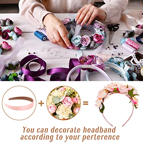 36 Pcs Satin Headbands Bulk Non-Slip Wide Hair Accessories for Women