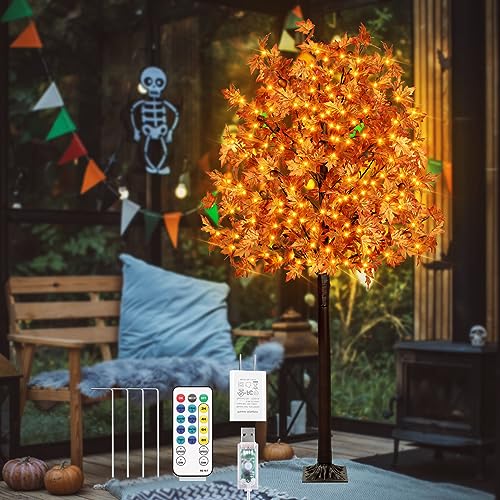 7FT Autumn Maple Tree Light with 170 LEDs & Acorns - Fall Decor with Remote - Variation of THIS listing