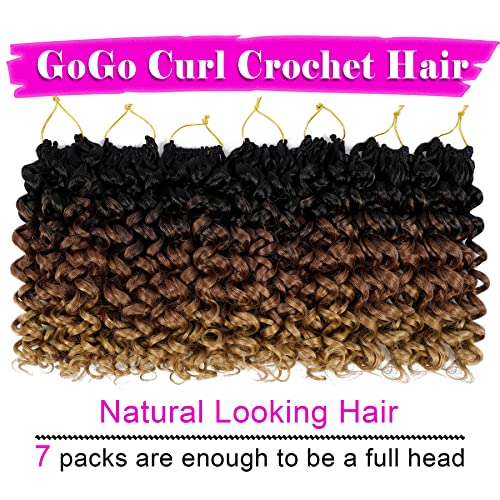 10 Inch Curly Crochet Hair - Pack of 7 T1B/30/27 for Black Women - Bouncy Water Wave Style