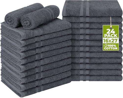 Bleach Proof Salon Towels - Dark Grey 24 Pack 16x27 Inches for Hair & Spa