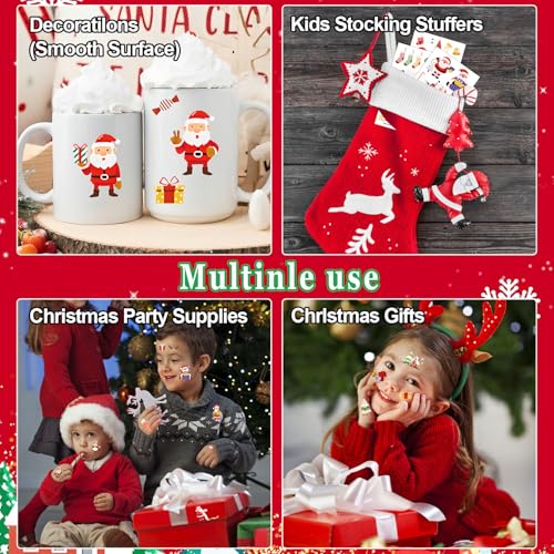 LOMIMOS 240PCS Luminous Christmas Temporary Tattoos,Christmas Party Favors Glow In The Dark Tattoos Waterproof Stickers For Stocking Stuffers Xmas Gift Goody Bag Stuffers Bulk