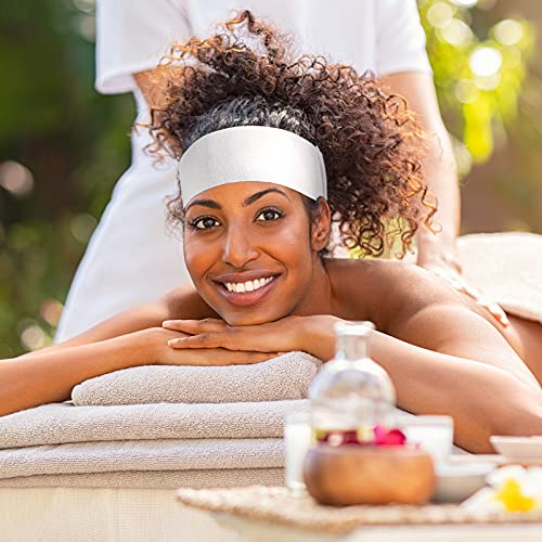 Disposable Spa Facial Headbands White 140 Pack - Soft Stretch Fabric, One Size Fits All