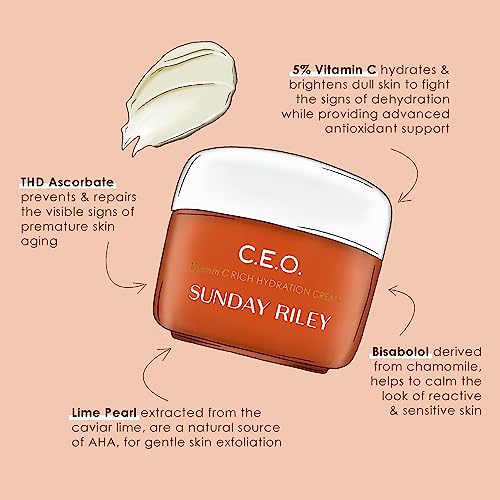 Sunday Riley C.E.O. Vitamin C Moisturizer 0.5 Fl Oz - Hydrating Face Cream