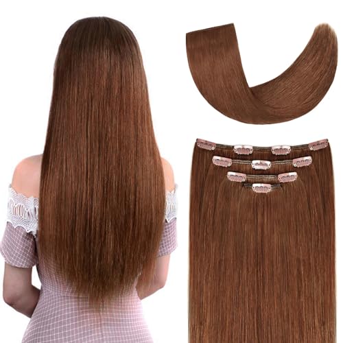 Winsky 12-Inch Remy Human Hair Clip-In Extensions Auburn #30 - 4 Pieces, 58g