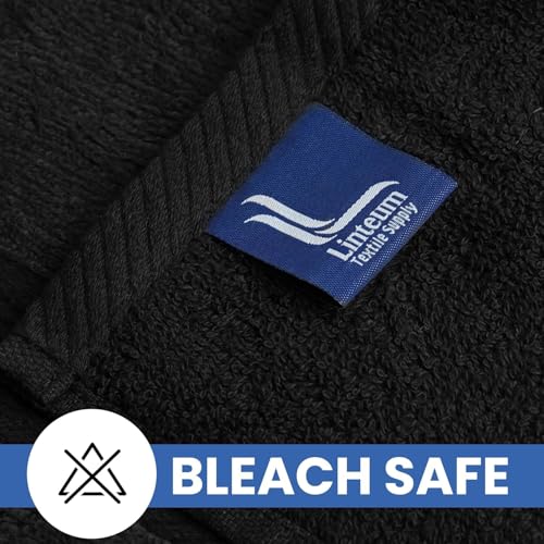 Linteum Textile Supply Premium Bleach Proof 13x13 Black Washcloth ? 100% Cotton Zero Twist Towels | Absorbent, Quick Dry, Durable for Bathroom, Spa, Gym | Pack of 12