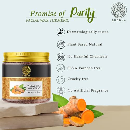 Buddha Natural Facial Wax Powder with Turmeric (50 Gram, 1.7 oz) - Painless Natural Face Hair Removal Waxing Powder, Instant Quick Solution