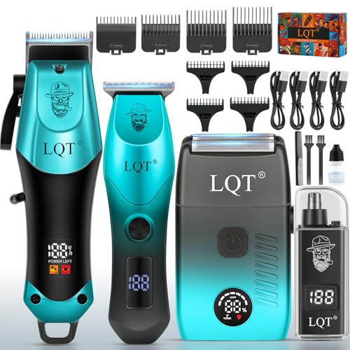 Multi-Color 4-in-1 Men's Hair Clippers Kit with Nose Trimmer & Electric Shaver, Wireless Rechargeable Grooming Set
