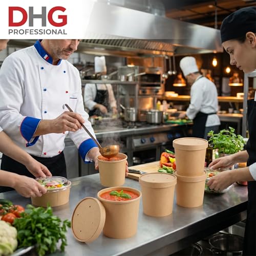 16 oz Kraft Paper Food Containers with Vented Lids - To Go Soup & Ice Cream Cups