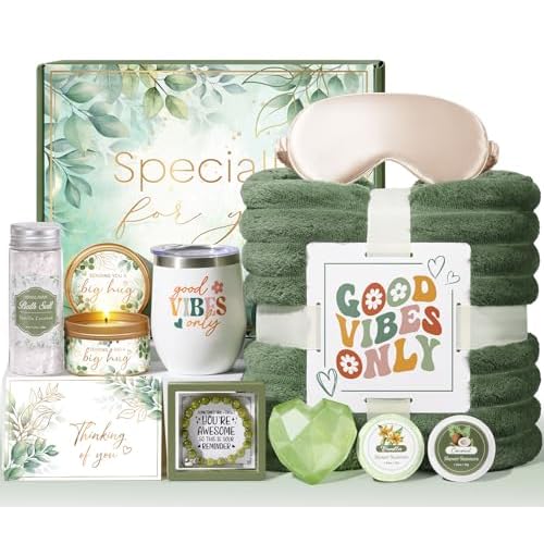 Mothers Day Birthday Gifts for Women Self Care Gift, Get Well Soon Gift Baskets Relaxing Spa Care Package for Women with Blanket, Unique Easter Gift Baskets for Mom Her Wife Girlfriend Friend Sister