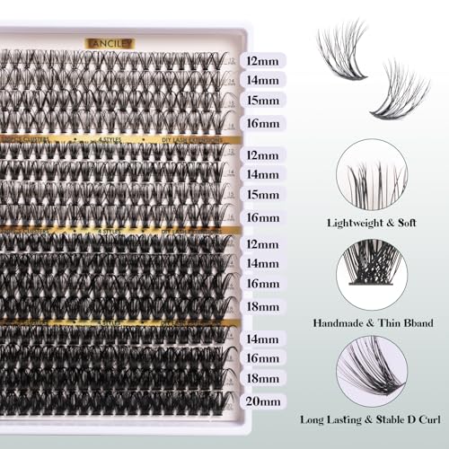 Lash Clusters 320PCS 12-20MM 30D+40D+80D+100D DIY Eyelash Extensions Kit Natural Individual Lashes Thick Volume Eyelash Clusters D Curly Lash Extension kit with Bond + Seal + Remover + Tweezers-4