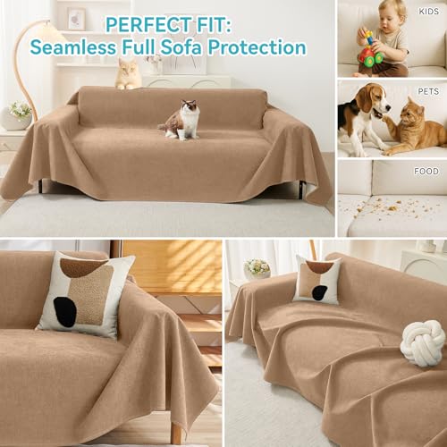 Warmstar Brown 91x150 Inch Waterproof Pet Couch Protector - Anti-Scratch Sofa Cover