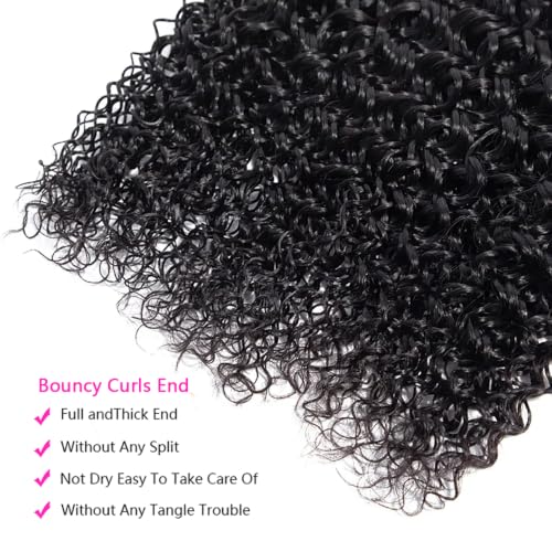Brazilian Water Wave Human Hair Bundles - 10 12 14 Inch, 3 Pack, Natural Black