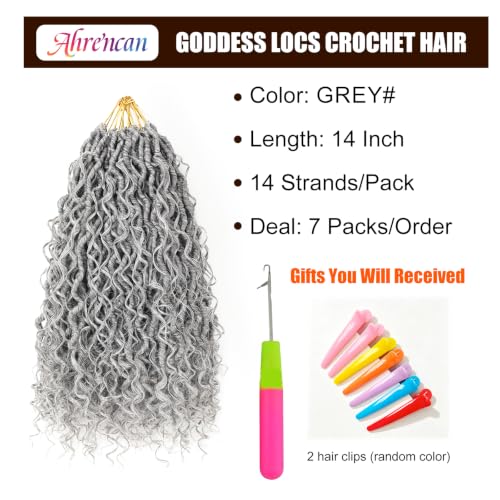 Grey Goddess Locs Crochet Hair - 14 Inch, 7-Pack for Black Women