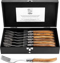 Laguiole Style de Vie Olive Wood Forks Set of 6 - Luxury Flatware, 22 cm with Gift Box