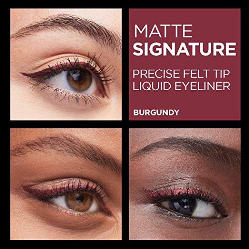 L¡¯Or?al Paris Makeup Matte Signature Liquid Dip Eyeliner, Waterproof, Precise and Easy Application, All Day Wear, Vivid Matte Finish, Burgundy, 0.07 fl; Oz.