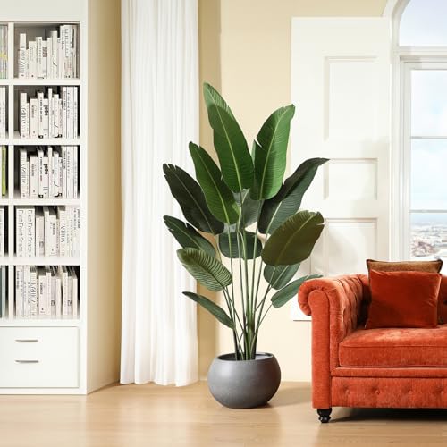 6ft Bird of Paradise Artificial Plant with Woven Basket - Faux Indoor Decor