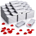 Silver Lip Balm Containers 100 Pack Small Rectangular Metal Tins with Sliding Lids