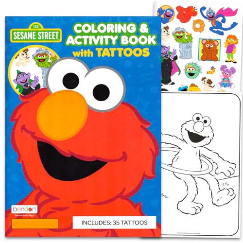 Sesame Street Elmo Tattoos Party Favors Set - 70+ Elmo Temporary Tattoos for Kids, Boys, Girls | Sesame Street Party Supplies Pack