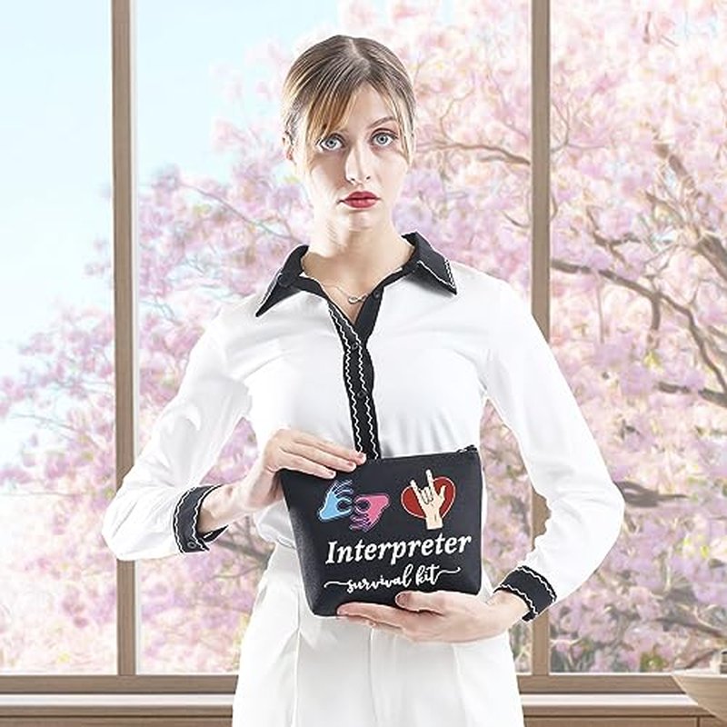GJTIM Interpreter Zipper Pouch Survival Kit Gift Makeup Bag for ASL Sign Language