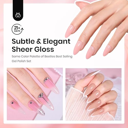 Beetles Pink Dip Powder Nail Kit 6 Color Nude Pink Brown Dip Nails Powder Starter Kit All Season Nail Dip Powder Kit No Need Nail Lamp DIY Salon at Home Valentines Gift for Women