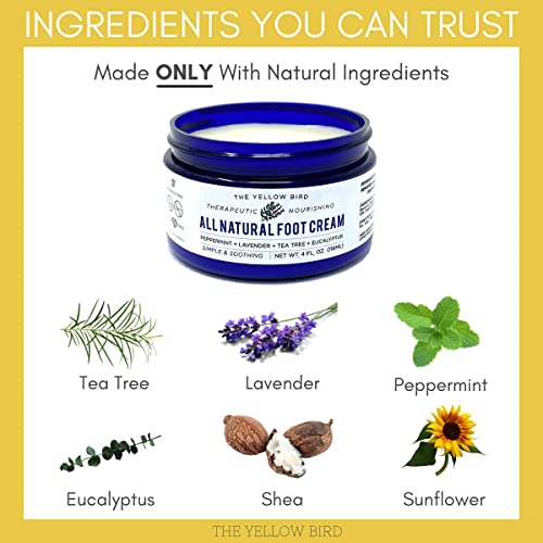 Yellow Bird Foot Cream 2 Pack - Natural Dry & Itchy Feet Repair Balm, 4 Ounce Each