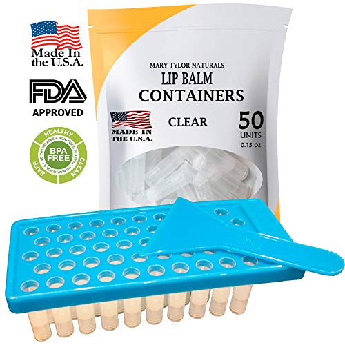 DIY Lip Balm Container Kit with Fill Tray & Spatula - 50 Clear BPA-Free Containers