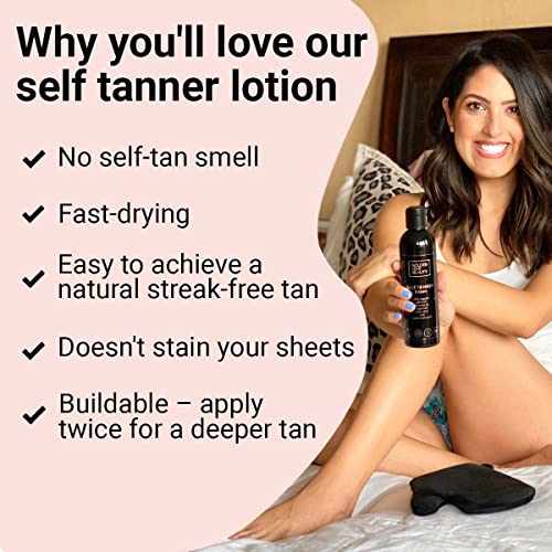Self Tanner with Tanning Mitt - Organic Sunless Lotion for Light/Medium Tan 8oz