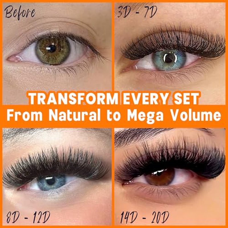 500 Promade Fans - 5D 0.07 Size 10mm Curl D, Napricot Volume Premade Eyelash Fans Extension - Promade Lash Fans for Eyelash Extensions, Middle Stem, Fluffy, Soft - 2 Pairs Eye Pads Lash Extensions