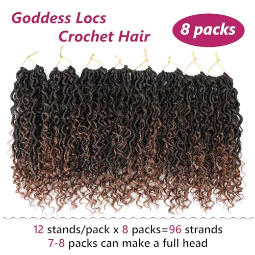 Peliri Goddess Locs Crochet Hair 24 Inch - Pre Looped Faux Locs for Black Women, 8 Packs/12 Strands, 1B/30
