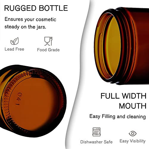 Tecohouse 4 oz Amber Glass Jar with Lids, 48 Pack Small Candle Jars with Lids & Sticker, Empty Cosmetic Containers for Sample, Cream, Spice, Lotion, Ointments Drying jar