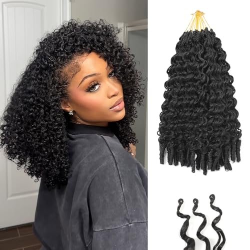 Pre-Looped Burmese Curly Crochet Hair 14 Inch - 1B, 8 Pack for Black Women