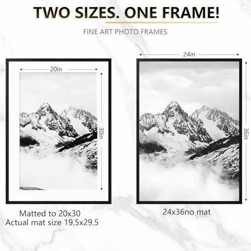 Black Metal Poster Frame 24x36 Inches with Tempered Glass - Tinkeps