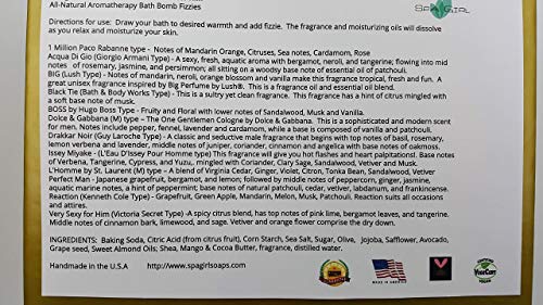 Men's Organic Bath Bomb Set - 12 Designer Fragrances for Relaxing Spa Experience