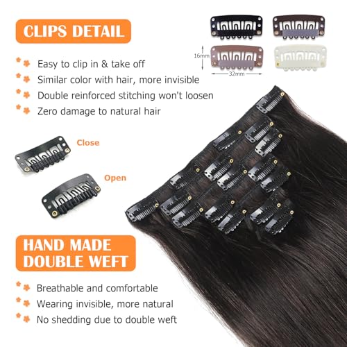 Natural Black Clip-In Hair Extensions 7PCS 120g 24 Inch Remy Human Hair