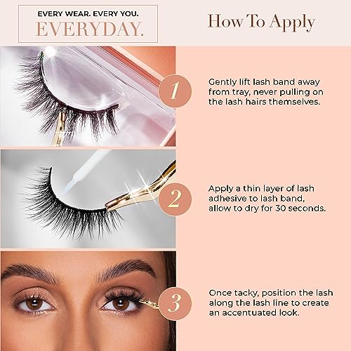 Natural Faux Mink Lashes - Blushing, Reusable 20x, 13mm for Daily Wear