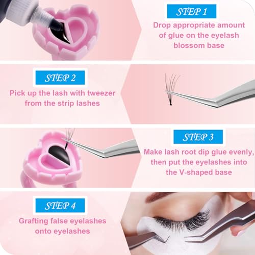 300Pcs Glue Rings£¬Urknall Lash Glue Rings for Eyelash Extensions Lovely Pink Heart Shaped Lash Extension Holder for Eyelash Extensions Nail Art Adjustable Fit for All Finger Sizes