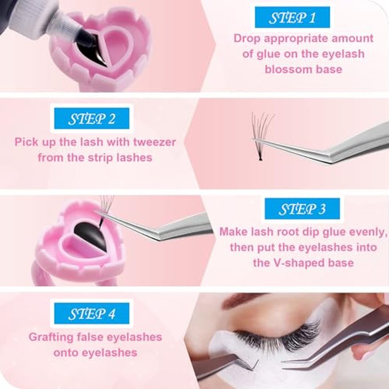 300Pcs Glue Rings£¬Urknall Lash Glue Rings for Eyelash Extensions Lovely Pink Heart Shaped Lash Extension Holder for Eyelash Extensions Nail Art Adjustable Fit for All Finger Sizes