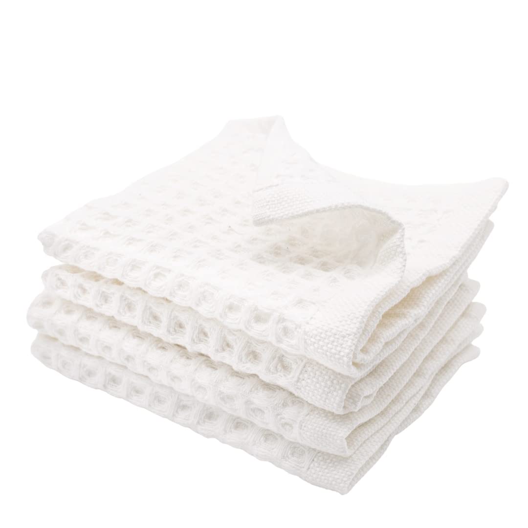 sea me at home Waffle Washcloths Set, 100% Turkish Cotton (White)