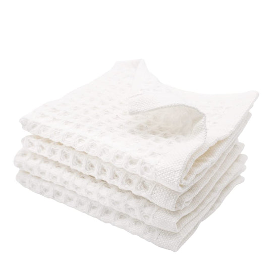 sea me at home Waffle Washcloths Set, 100% Turkish Cotton (White)
