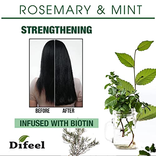 Difeel Rosemary and Mint Premium Hair Oil with Biotin 7.1 Ounce. - Deluxe 2-PC Gift Set