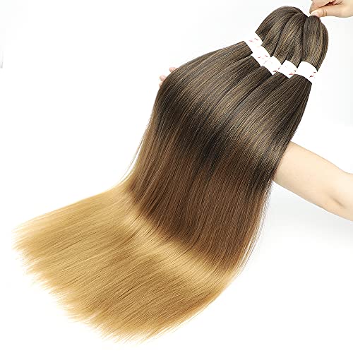 Pre Stretched Ombre Braiding Hair Extensions 30 Inch - Brown 8 Packs - Easy Crochet & Twist Synthetic Hair - MIYPMUNS Variation 30 Inch-8Pcs / 1B-30-27