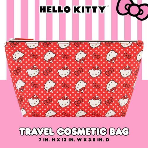 Hello Kitty Travel Makeup Bag, Trapezoid Cosmetic Organizer Pouch for Women