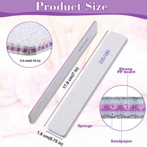 150 Pcs Double Sided Nail Files 100/180 Grit Manicure Set - Thick Handle