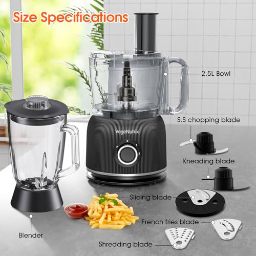 Food Processor and Blender Combo - 88 oz Food Chopper with Manual Control