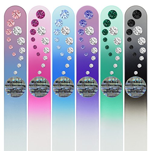 Mont Bleu Gift Set of 5 + 1 Free Crystal Glass Nail Files M1-6 | Czech Tempered Nail Files for Manicure & Gift